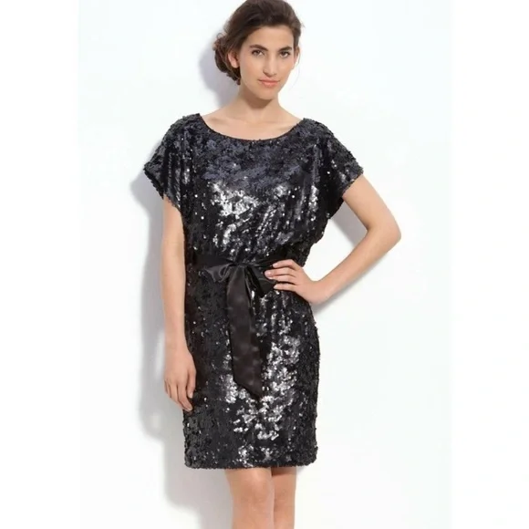 aidan by aidan mattox sequin sheath dress Aidan Mattox | Dresses | Aidan Mattox Womens Sequins Tiewaist Sheath Dress  Black 2